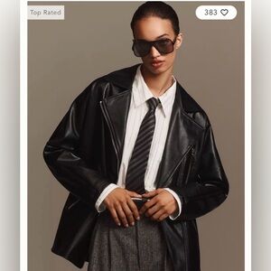 Anthropologie Maeve Oversized Faux-Leather Moto Jacket Black NEW $168